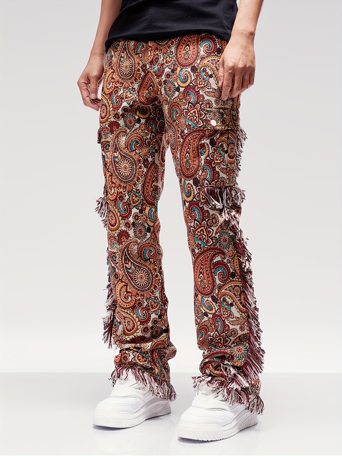 Vintage Butterfly Pattern Loose Straight Leg Long Pants