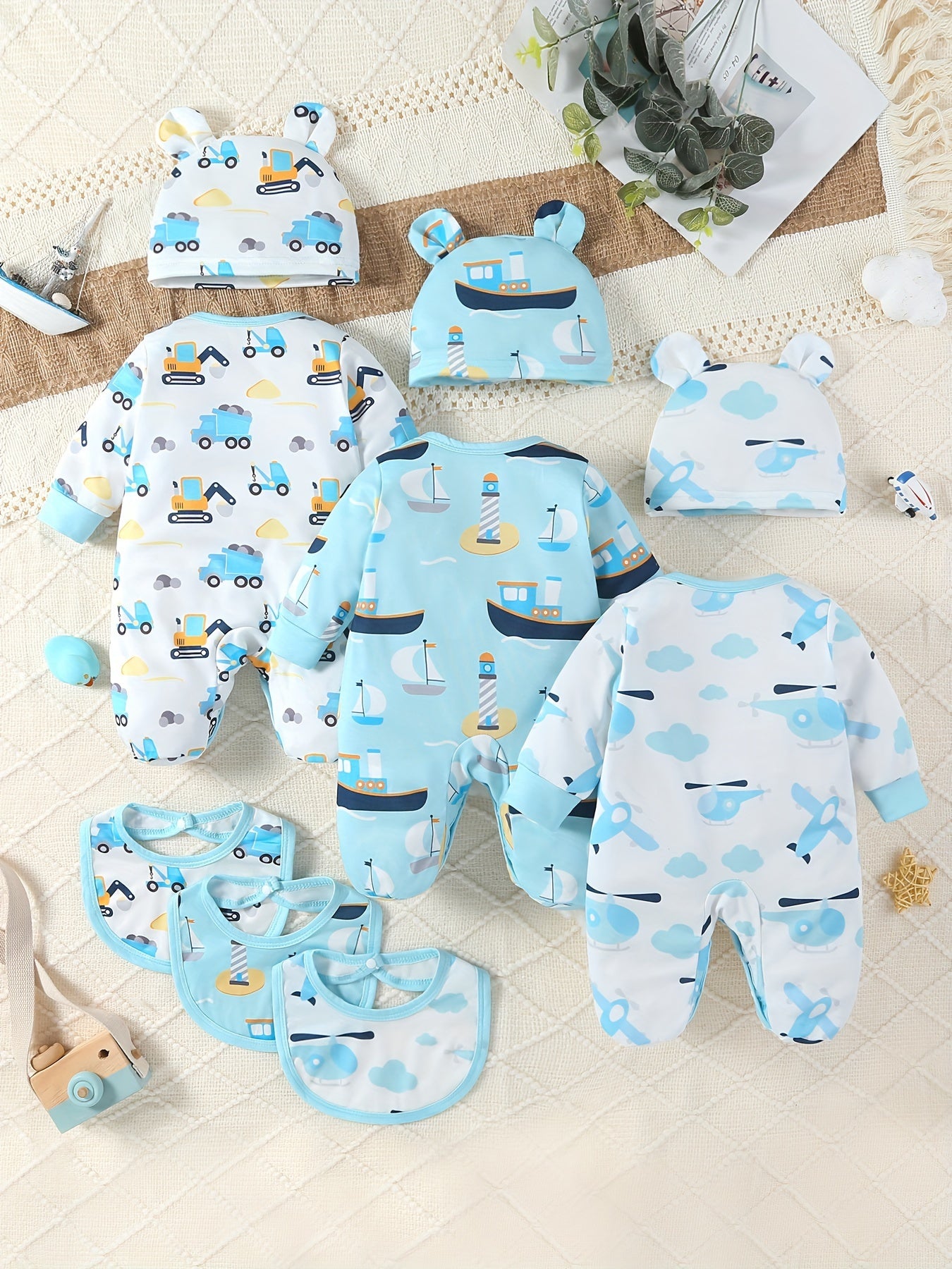 9pcs of Long-Sleeved, Foot-Covering Onesies for Newborn Babies And Toddlers