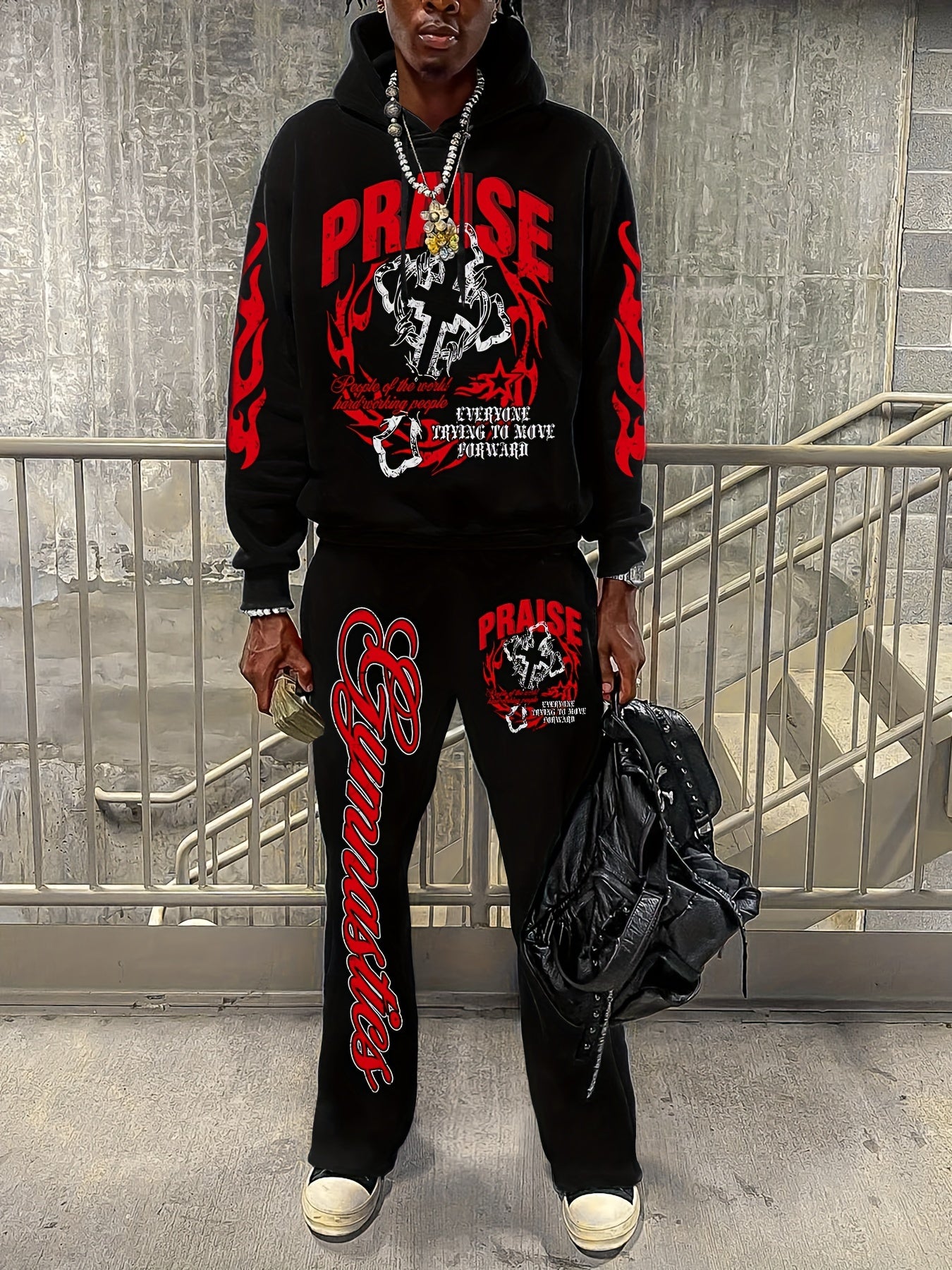 Men's Casual Loose-Fit Hoodie & Flared Pants Set