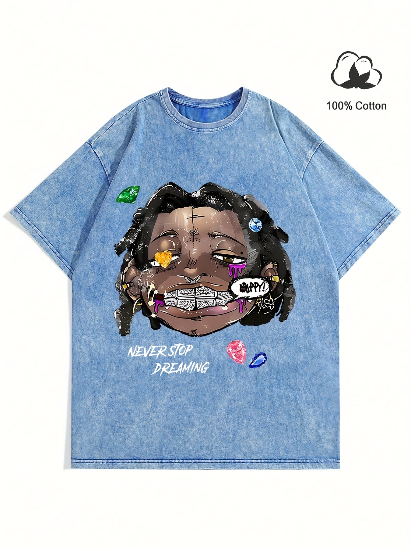 Men's "Never Stop Dreaming" Cotton Tee with Bold Graphic Print