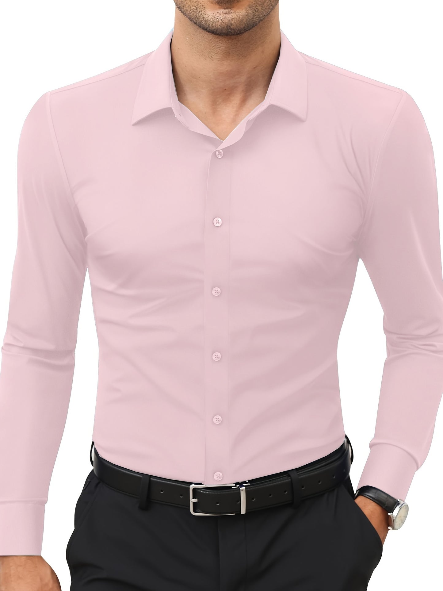 Basic Solid Men's Daily Stretch Formal Dress