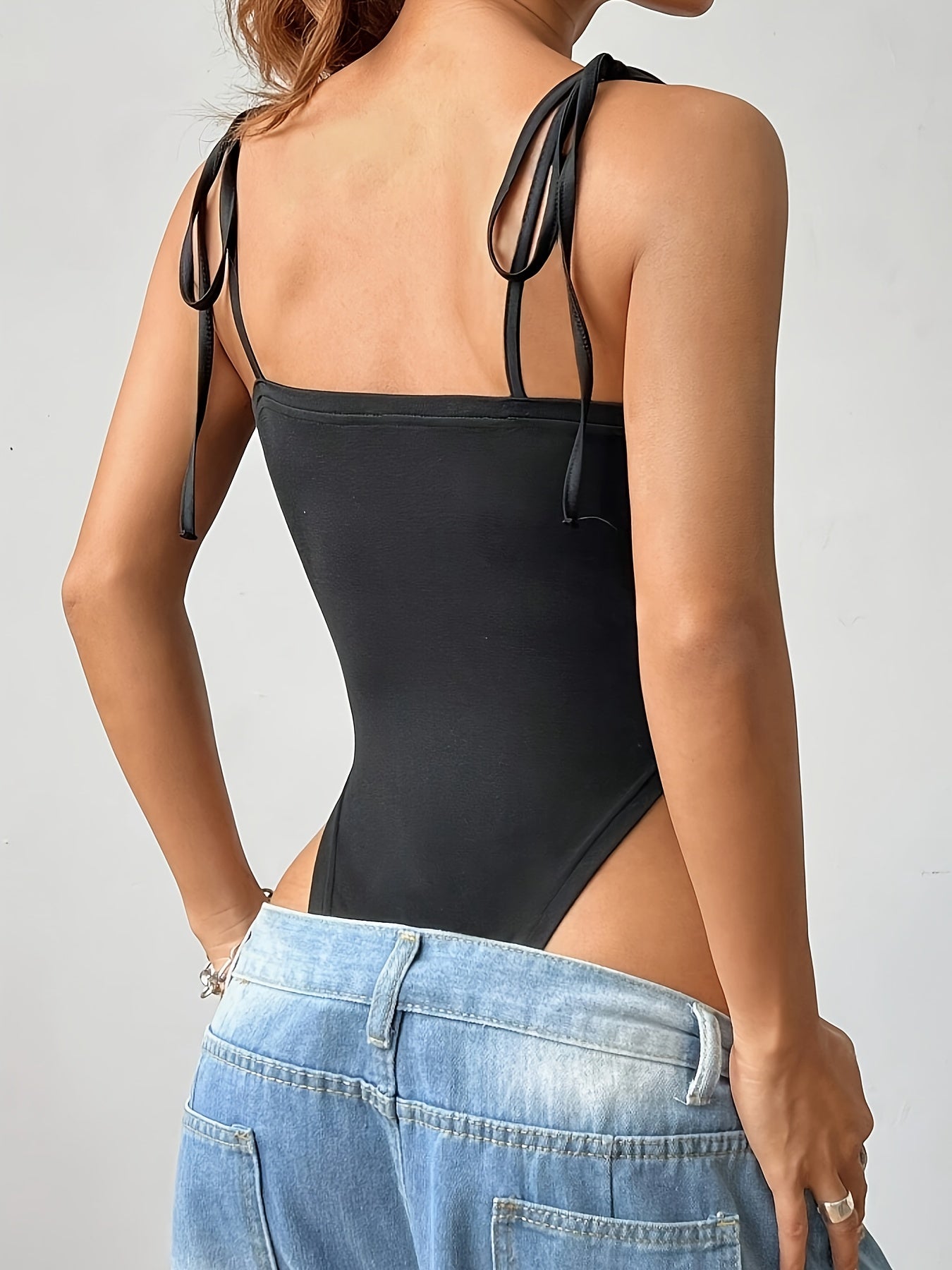 Vibrant Letter Print Backless Tie Strap Bodysuit