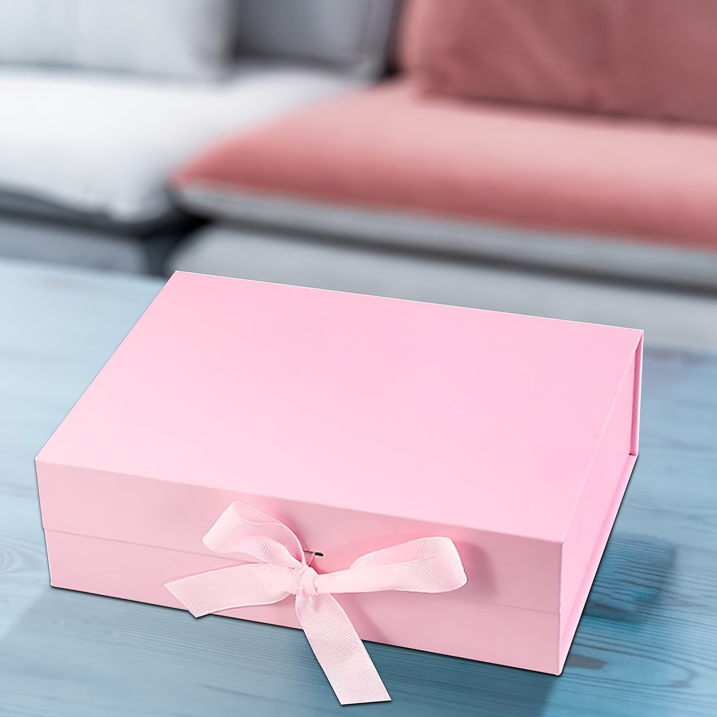 1pc Foldable Gift Box with Ribbon and Lid