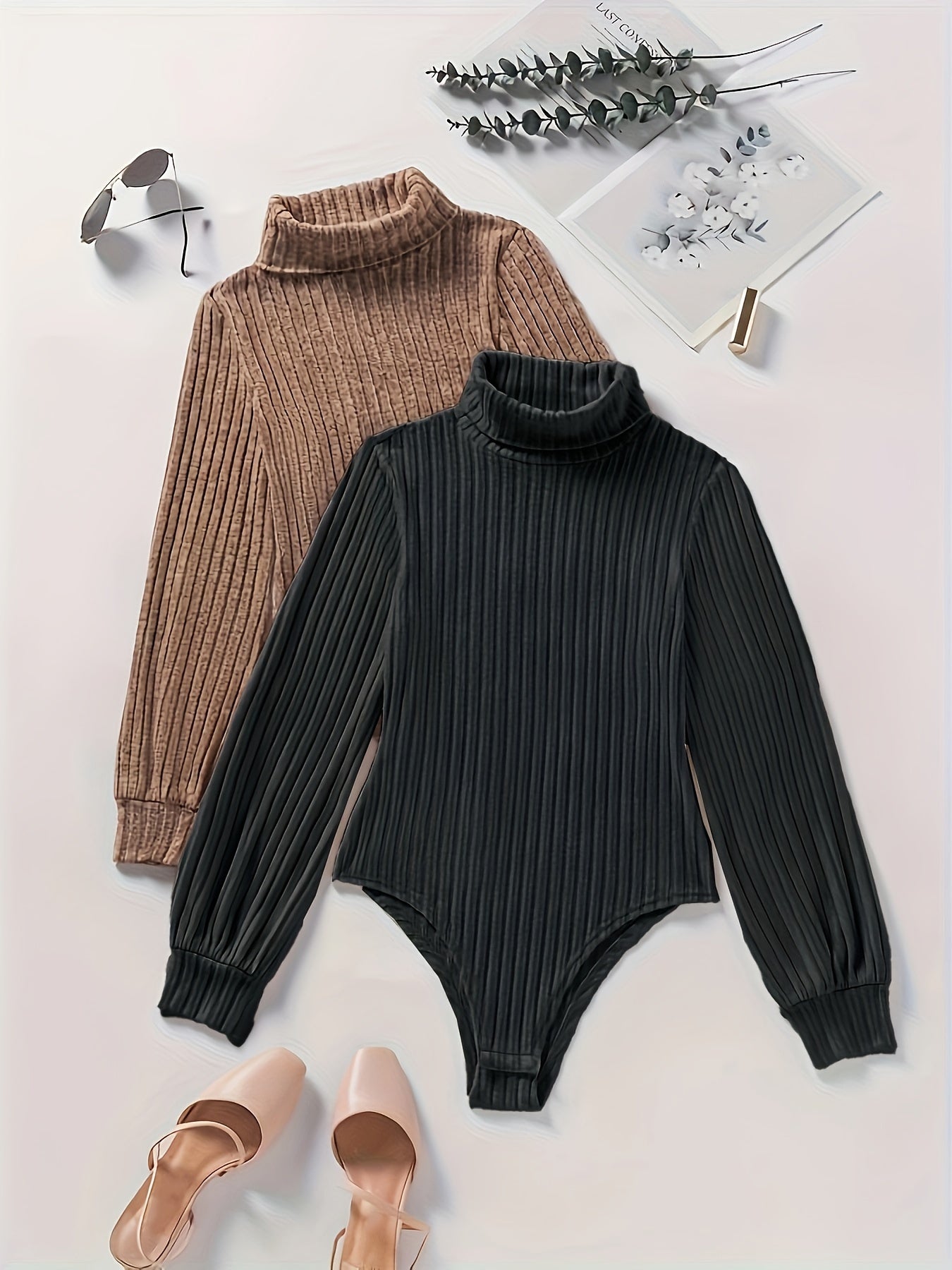 2 Pack Solid Color Ribbed Bodysuit
