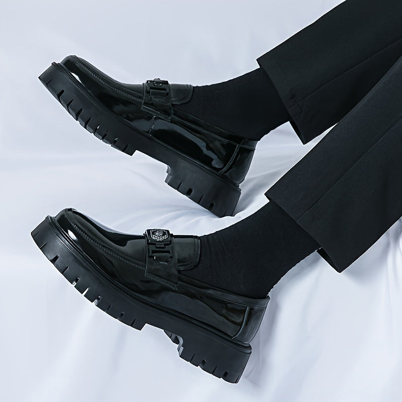 Stylish Elevated Faux Leather Loafers