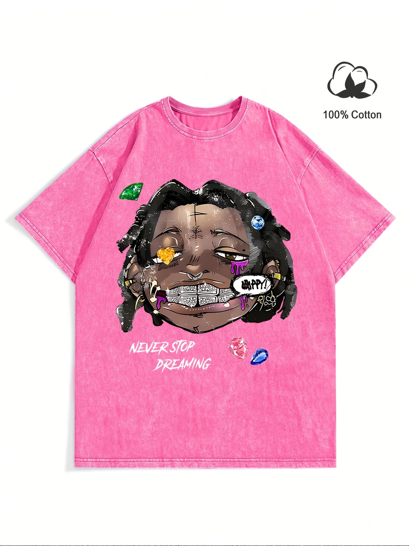 Men's "Never Stop Dreaming" Cotton Tee with Bold Graphic Print