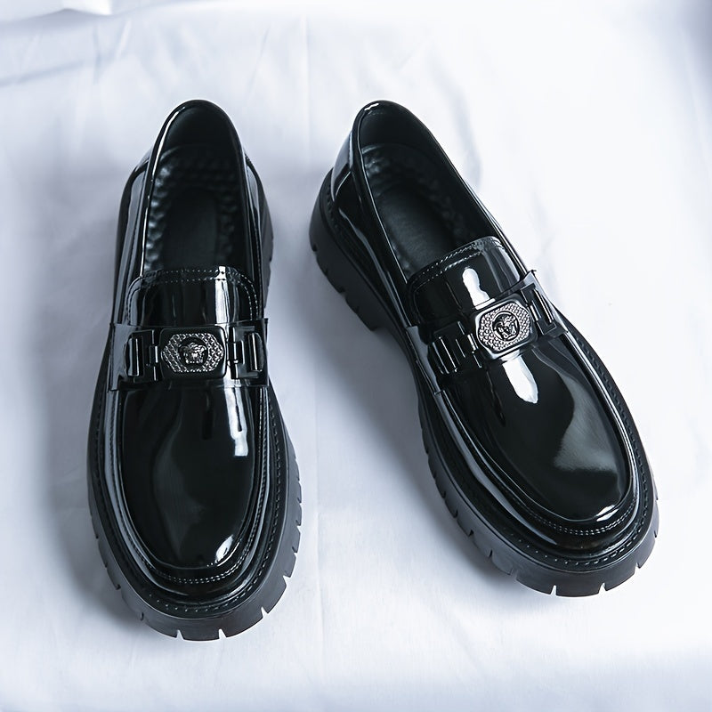Stylish Elevated Faux Leather Loafers
