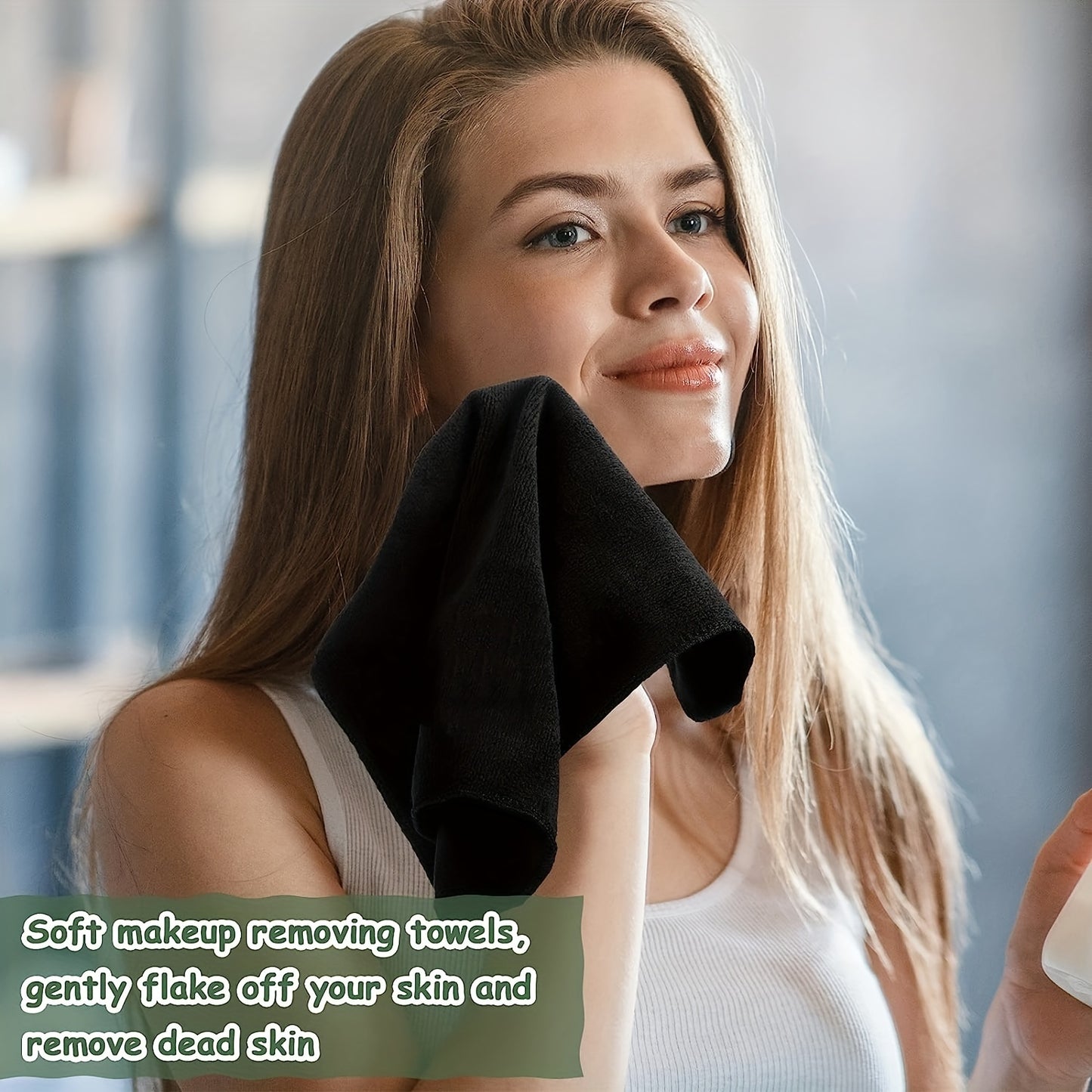 Luxurious 6pcs Set of Microfiber Face Towels - Gentle, Reusable Makeup Removing Cloths - Soft Washcloths for Sensitive Skin 12 x 12 in, Black