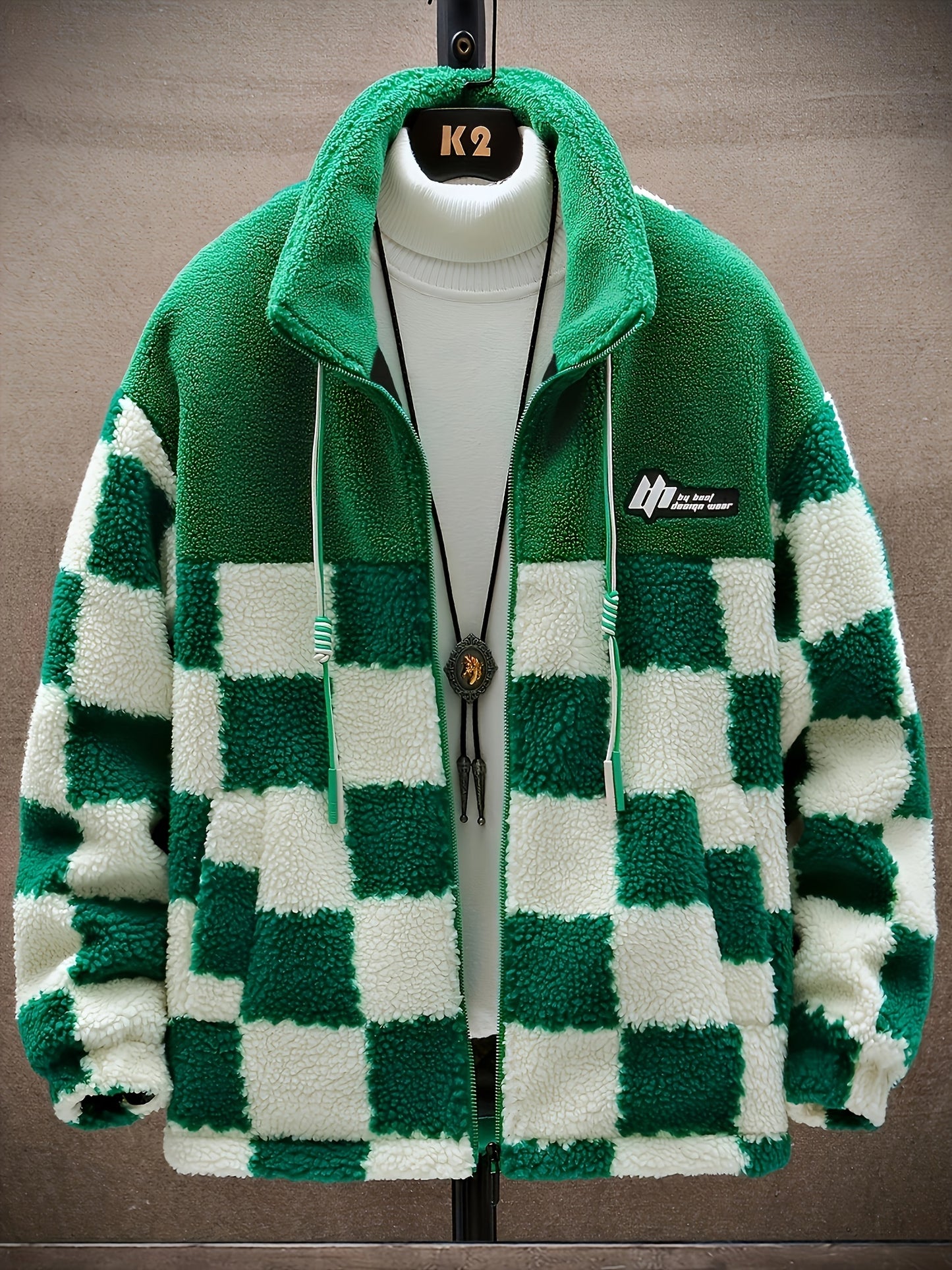 Thick Plaid Lambswool Jacket with Polar Fleece Lining