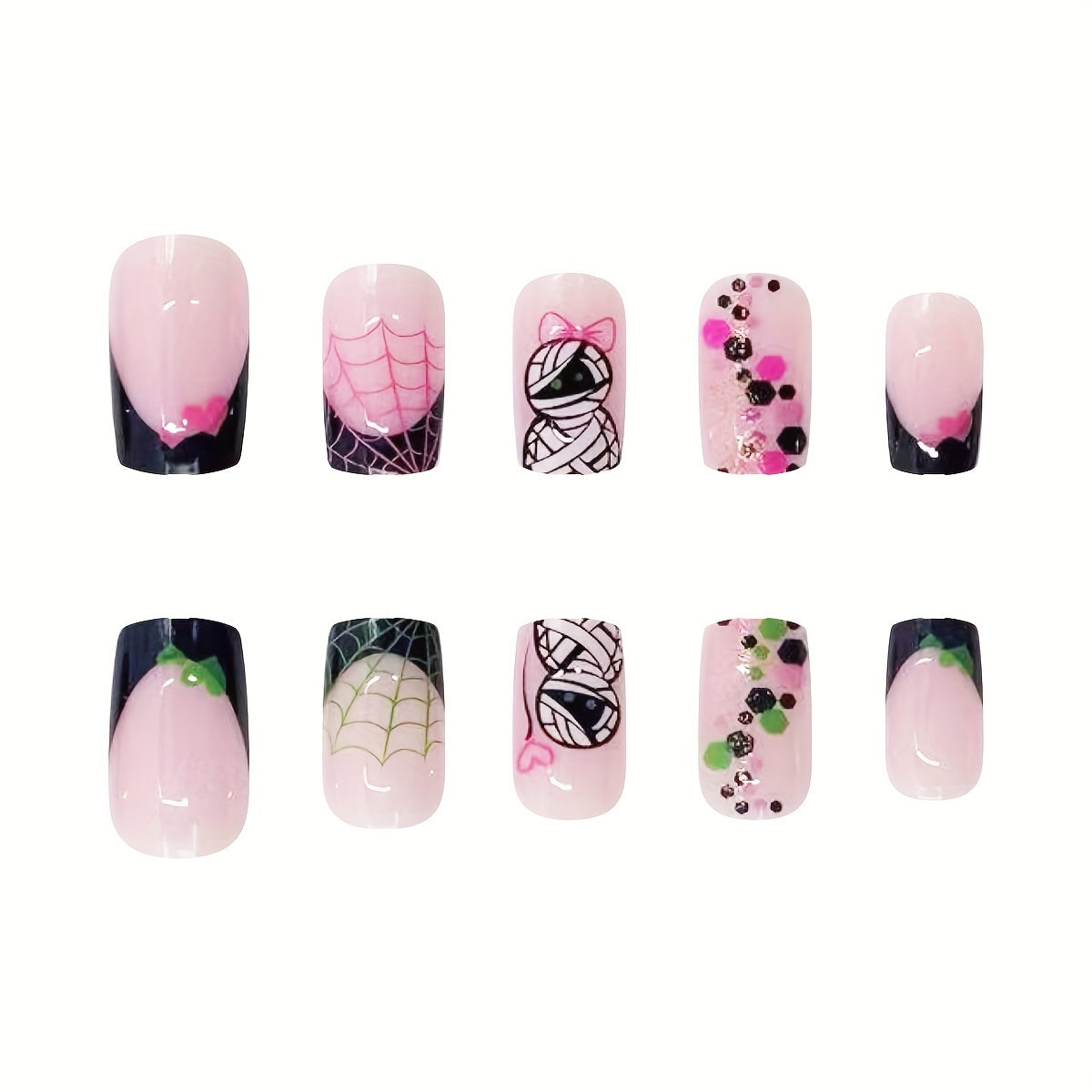 24pcs Glow-in-the-Dark Short Square Full Cover Acrylic False Nails
