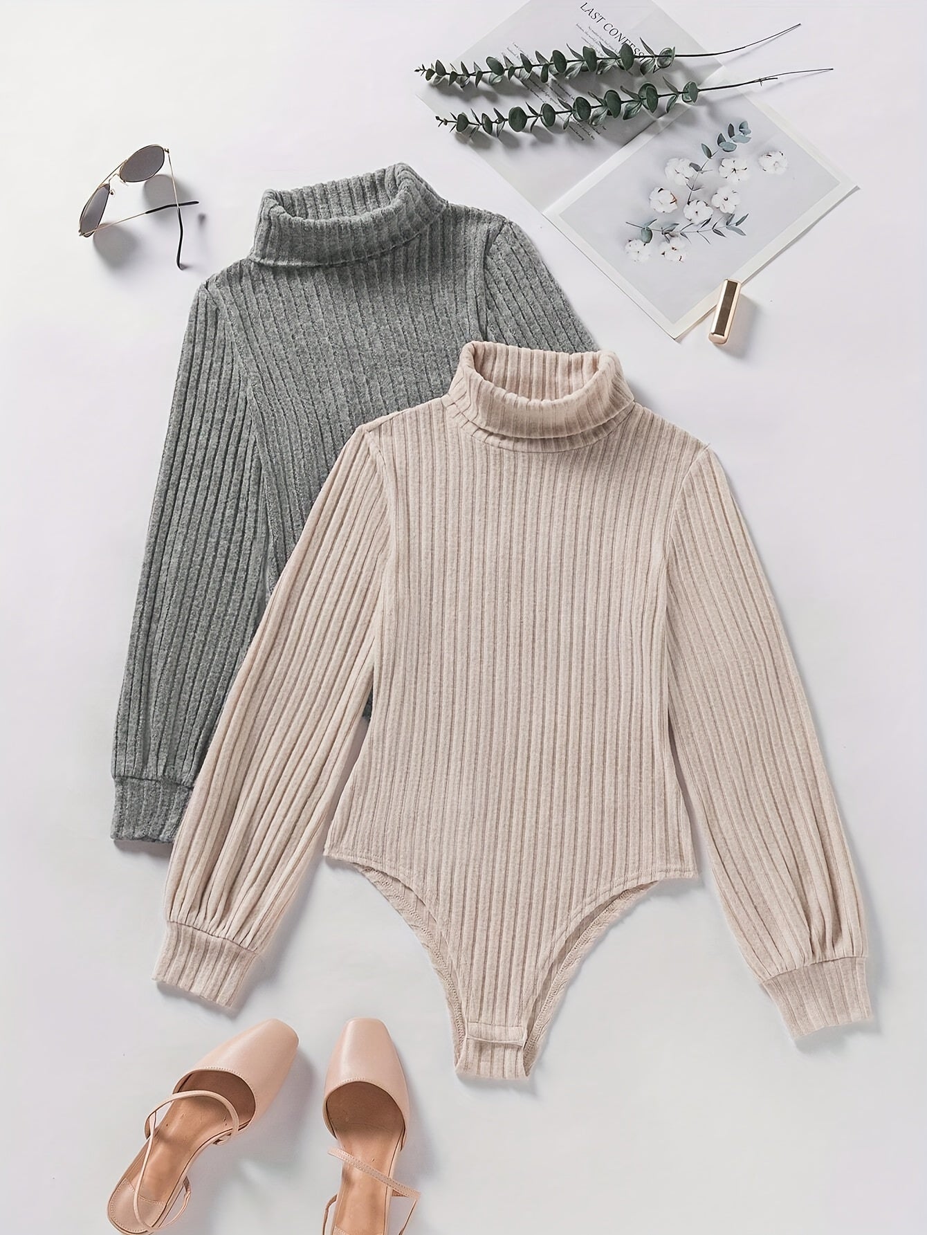 2 Pack Solid Color Ribbed Bodysuit