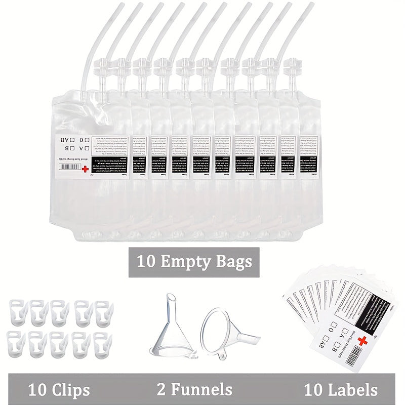 32pcs 10 Reusable Blood Bag Drink Containers