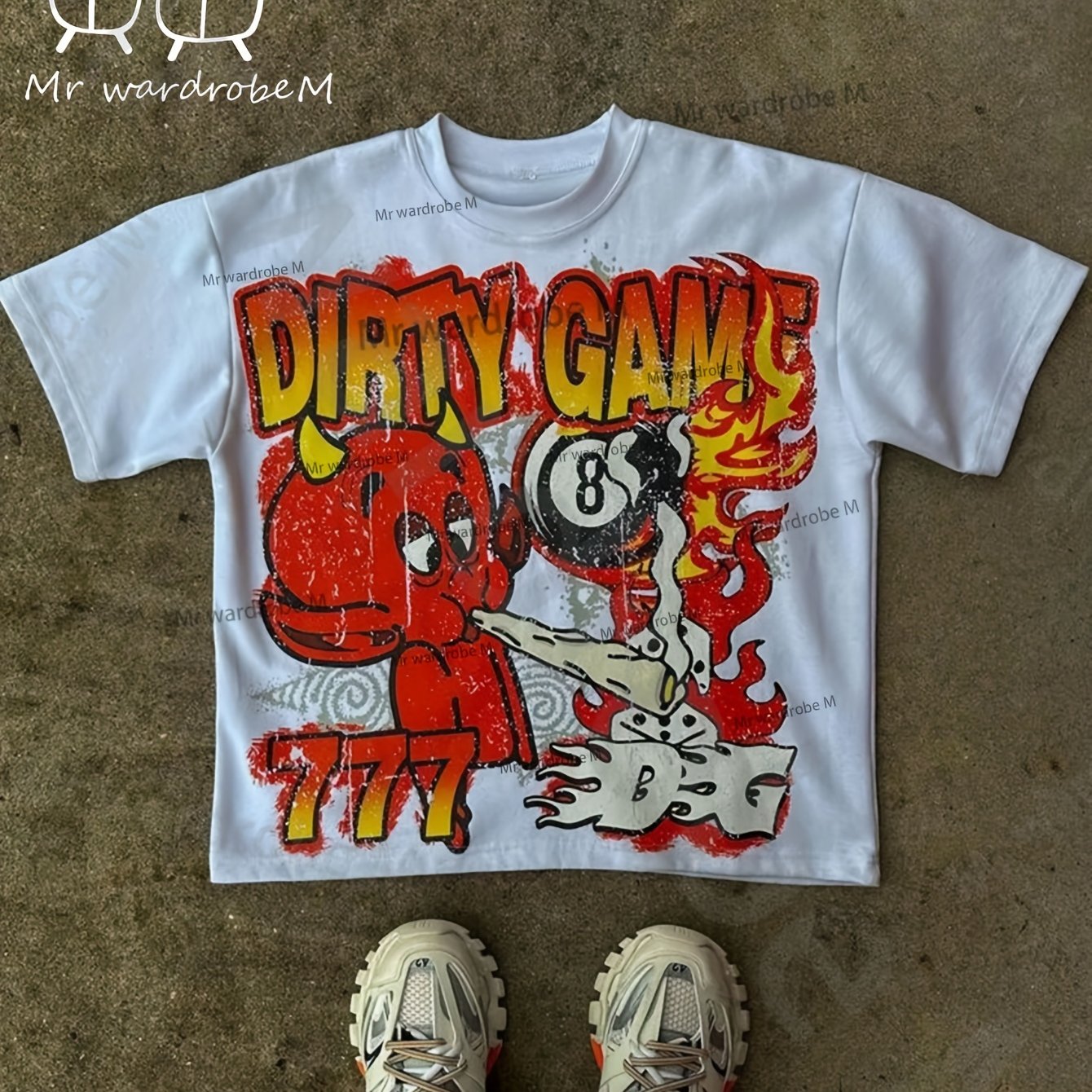 Y2K Style Print Tee Shirt, Tees for Men, 100% Pure Cotton Fabric