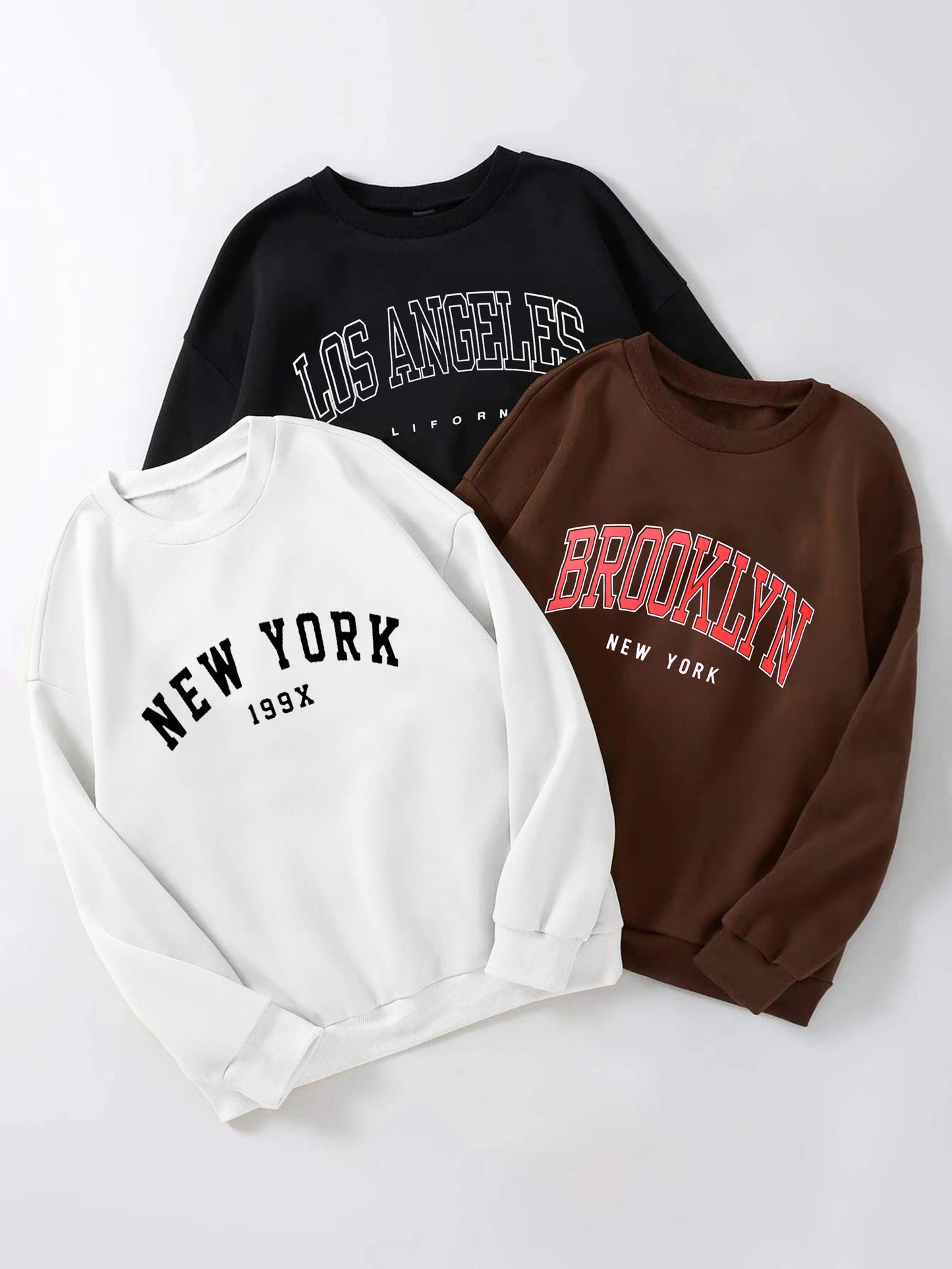 3-Pack Women's Comfy Letter Print Pullover Sweatshirts