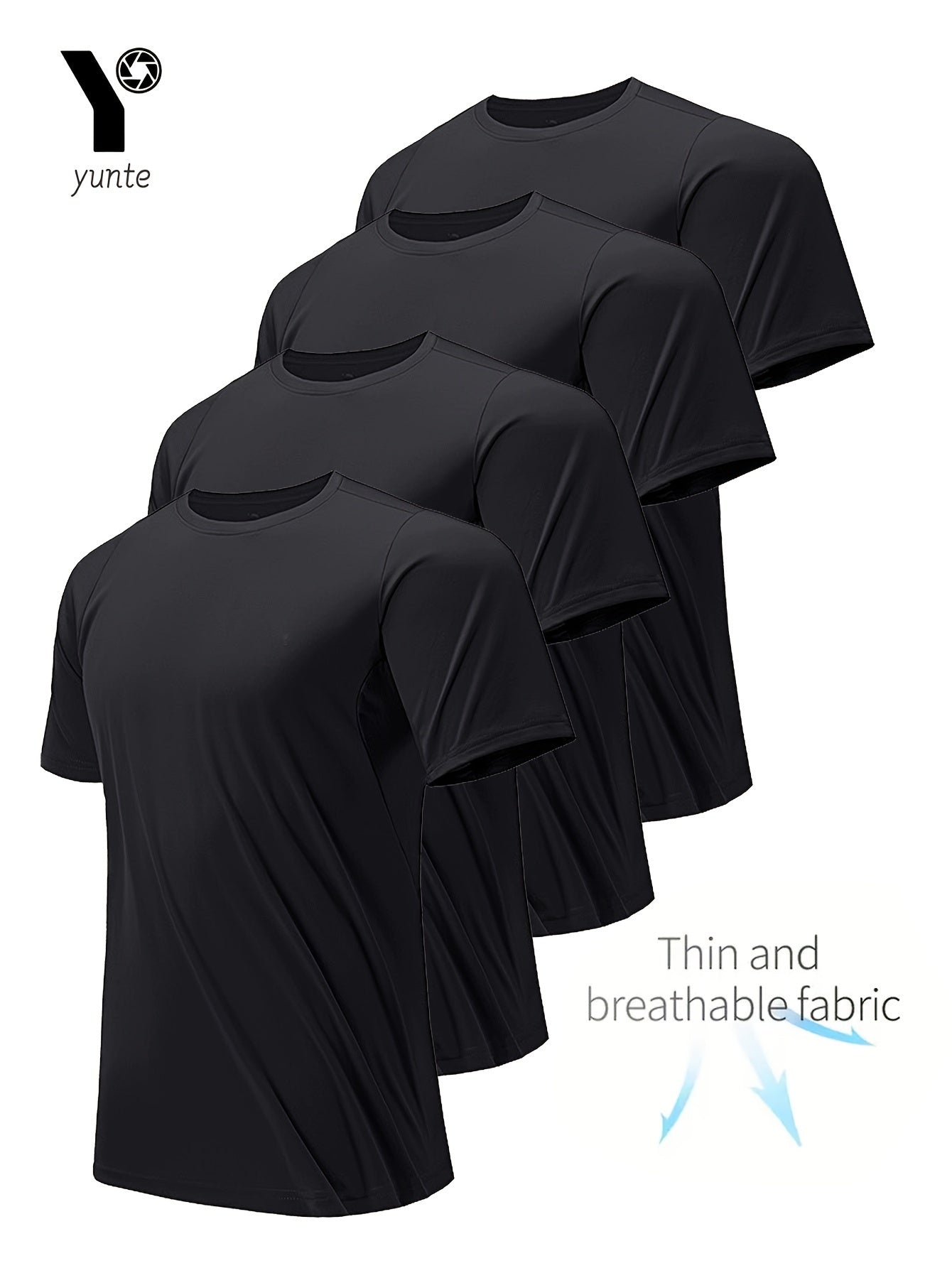 4pcs Comfort Fit Crew Neck Short Sleeve Sports T-Shirts
