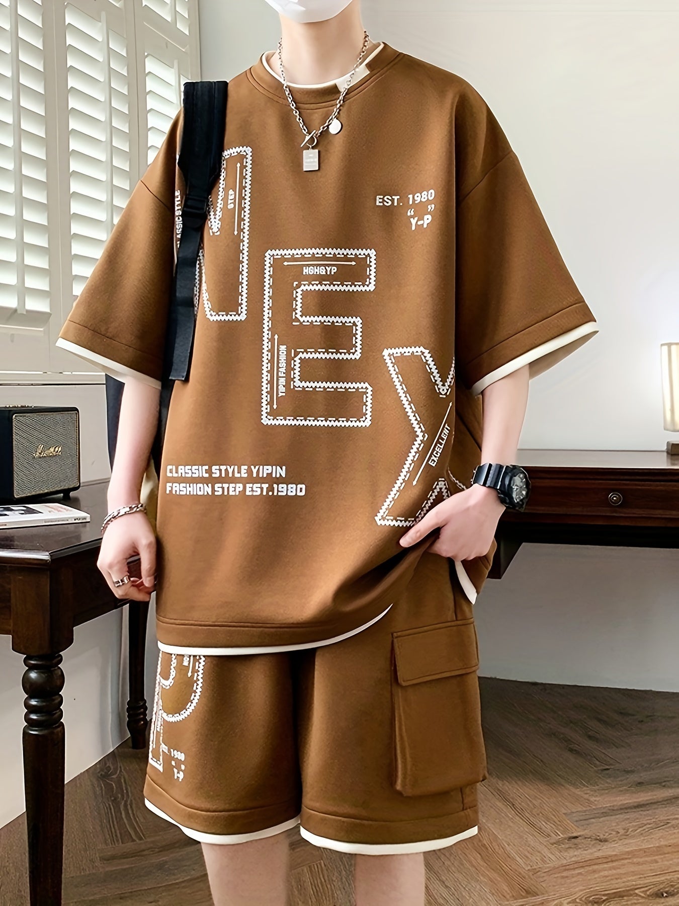 Letter N E X P Print Men's 2Pcs