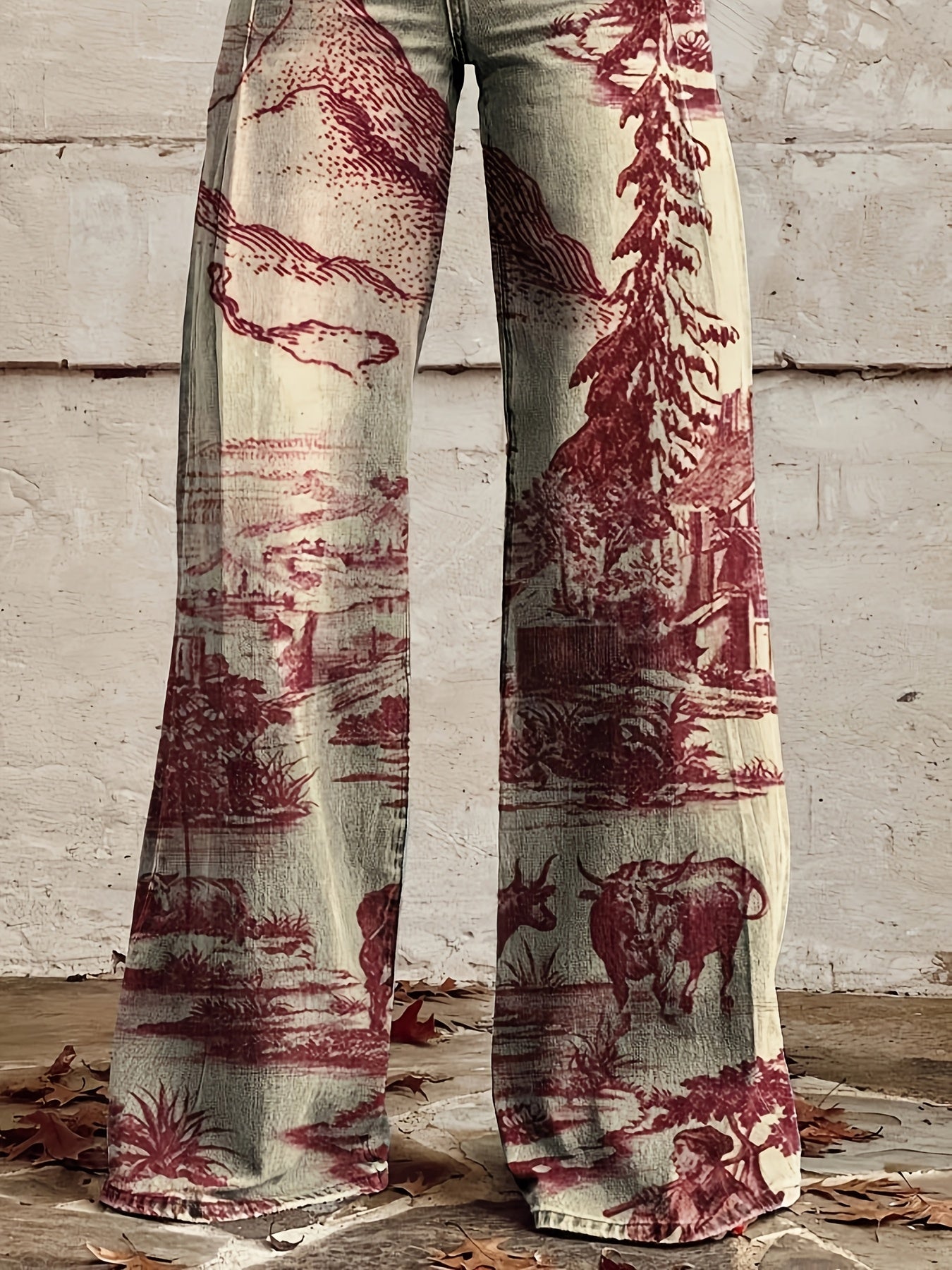 Denim Wide Leg Pants 3D Trendy Flared Pants