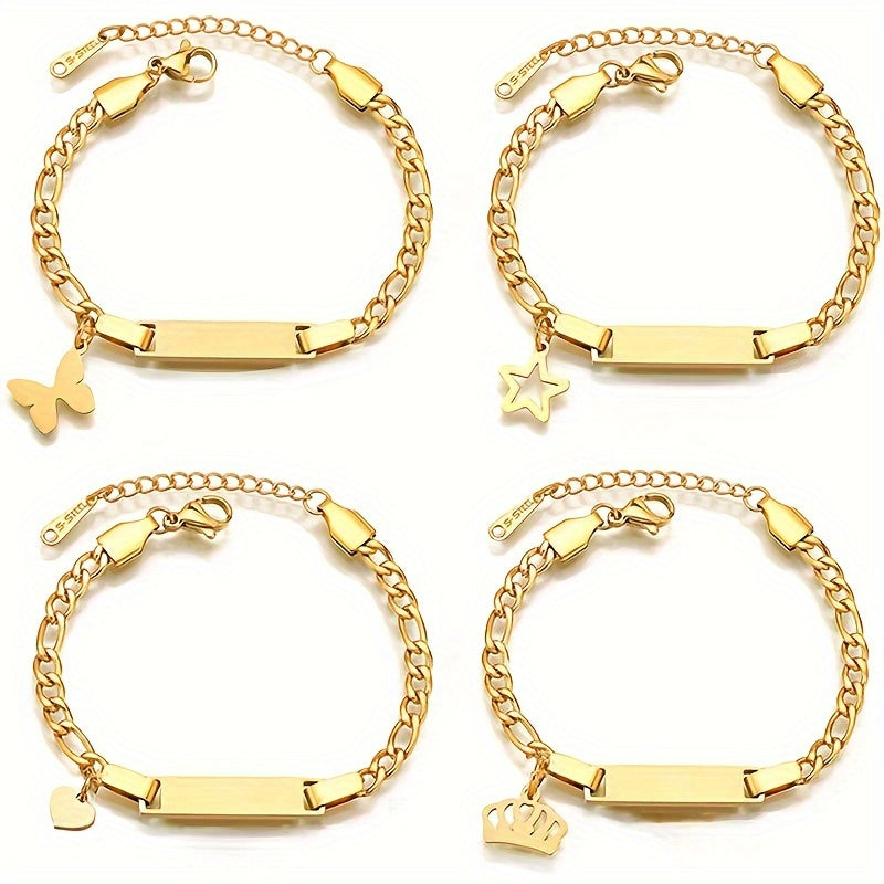 Custom Engraved Pendant Titanium Steel Bracelet