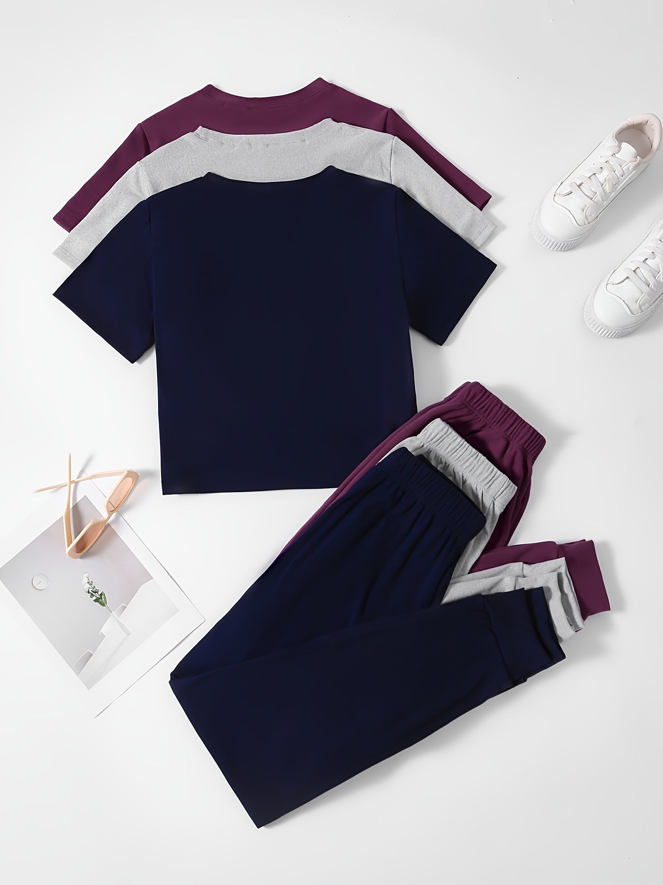 3 Sets of Cozy Crew Neck Lounge Sets -