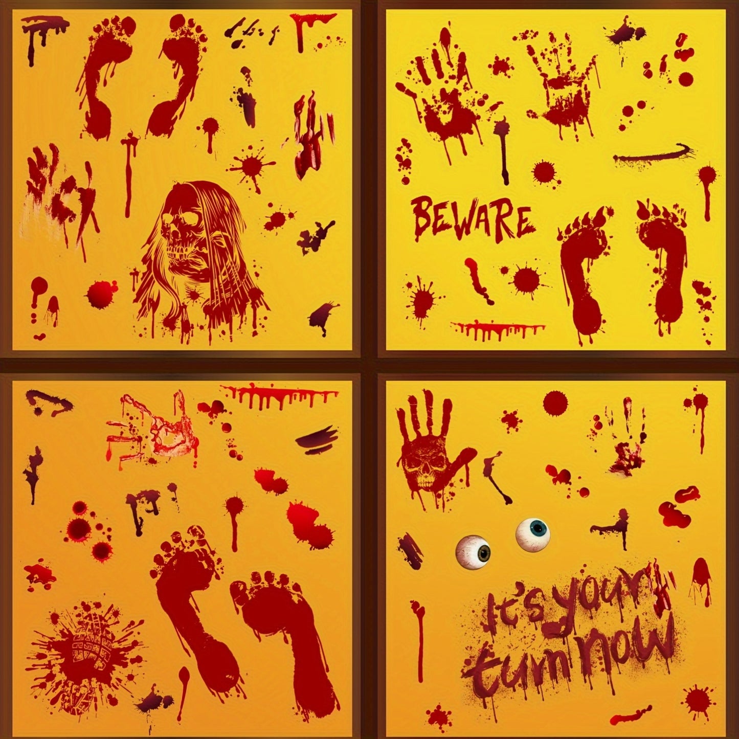 84-Piece Anime Horror Themed Halloween Window Clings Kit