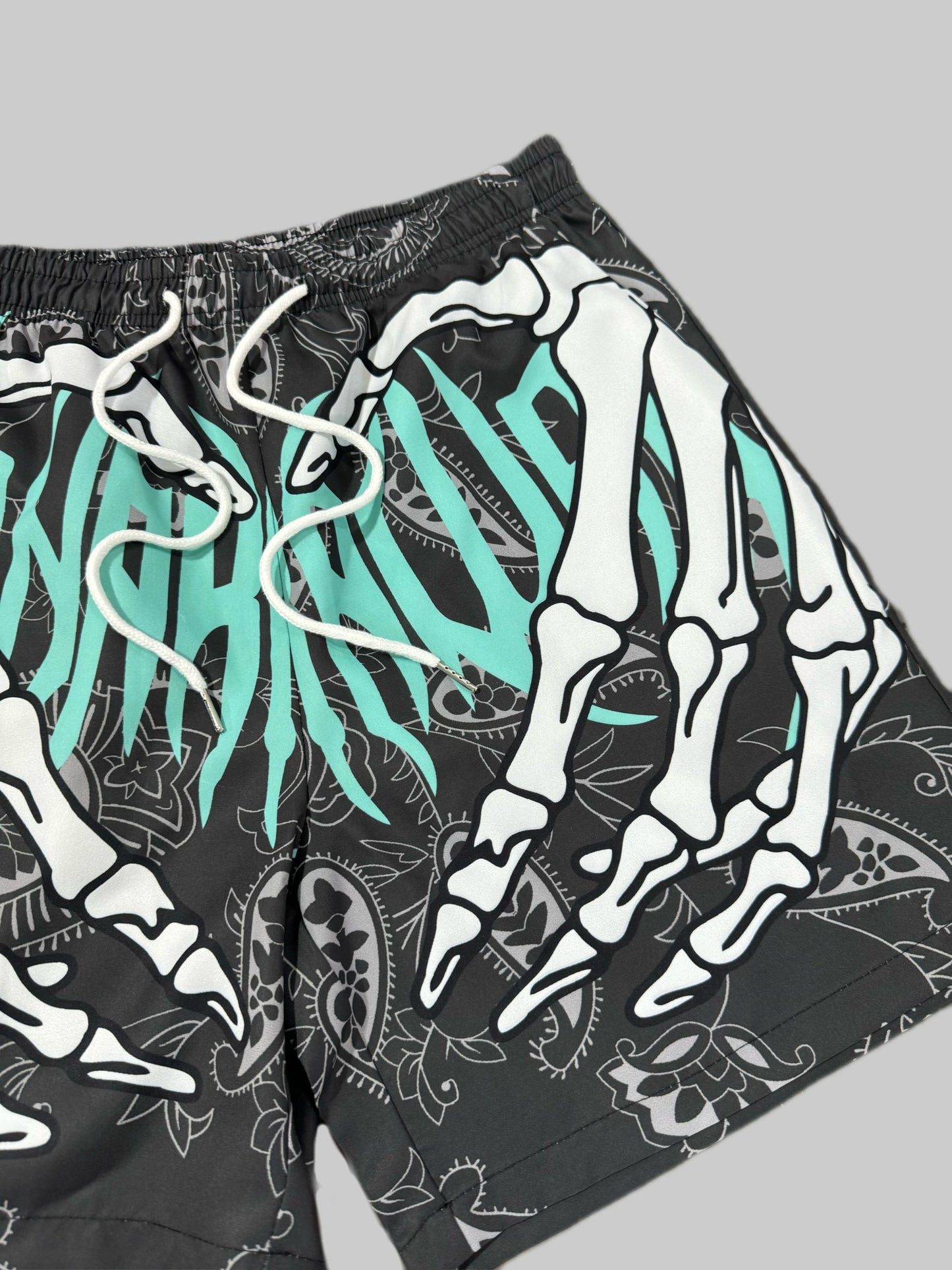 3pcs Men's Skeleton Graffiti Print Shorts