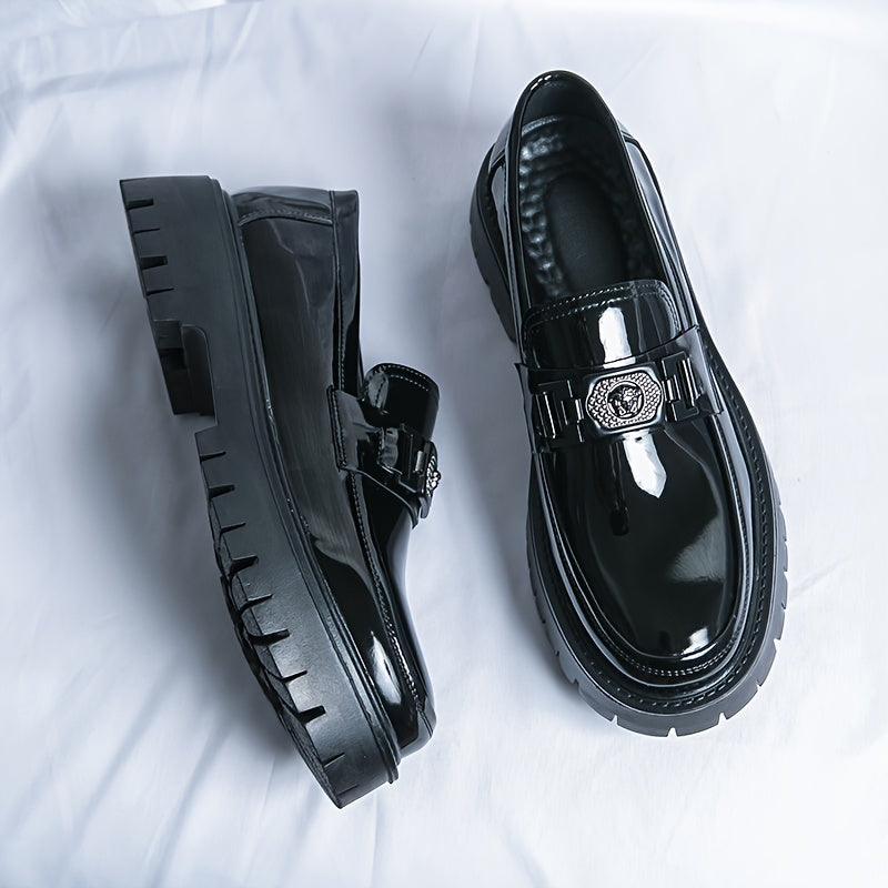 Stylish Elevated Faux Leather Loafers