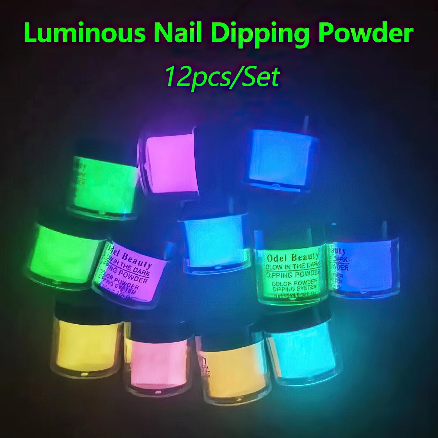 12pcs/Set Luminous Glow-in-the-Dark Dip Powder