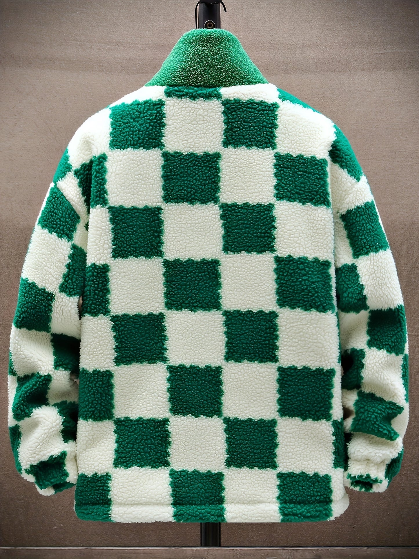 Thick Plaid Lambswool Jacket with Polar Fleece Lining
