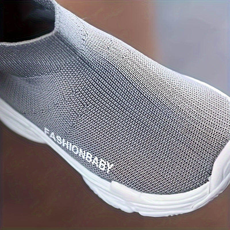 Boys Mid-Top Breathable Fabric Slip-On Sneakers
