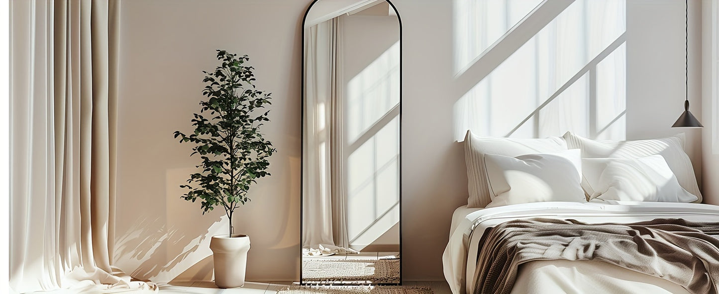 Arched Full Length Mirror, Full Body Mirror with Stand, Hanging or Leaning for Wall