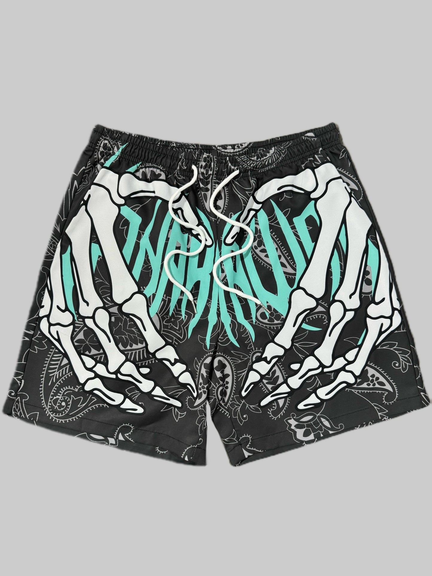 3pcs Men's Skeleton Graffiti Print Shorts