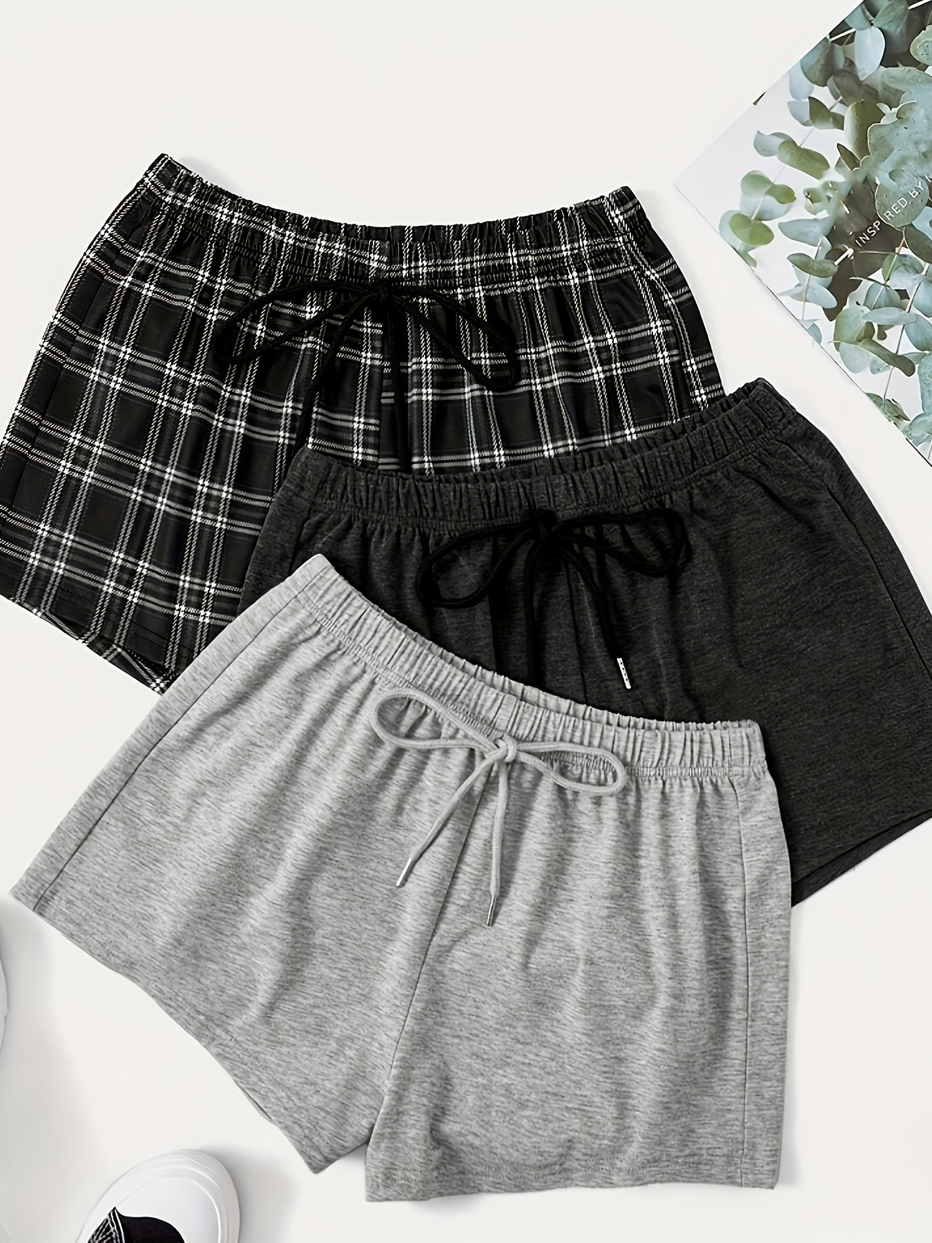3pcs Women's Plus Size Casual Lounge Shorts