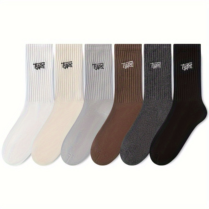 6 Pairs of Ultra-Comfy Men's Fashion Crew Socks
