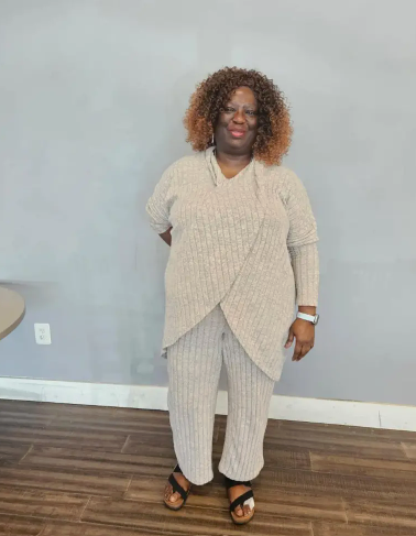 Plus Size Chic Solid Ribbed Two-Piece Outfit