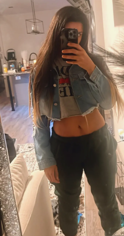 Vibrant Blue Alphabet Print Cropped Denim Jacket
