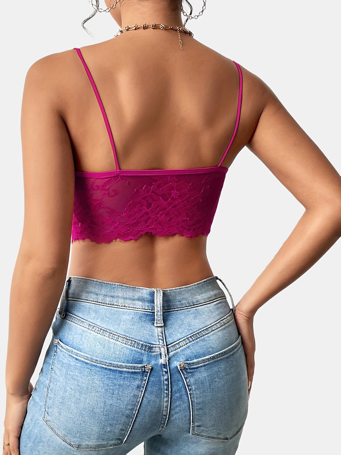 Cutout Floral Lace Crop Cami Top