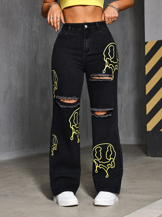 Long Length High Waist Street Style Jeans