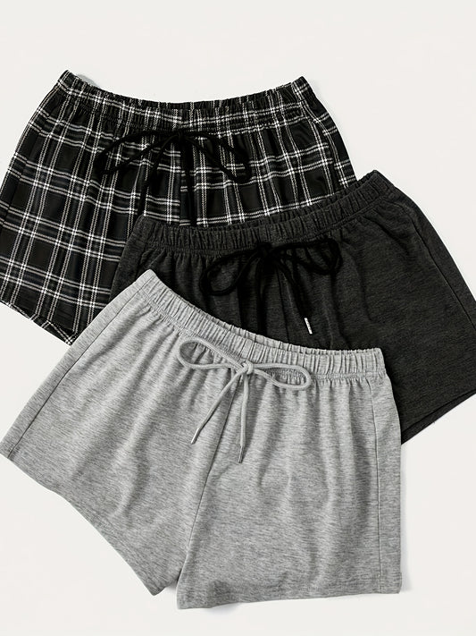3pcs Women's Plus Size Casual Lounge Shorts