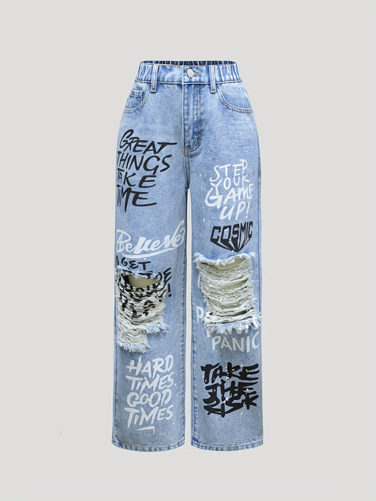 Trendy Street Style Wide-Leg Jeans