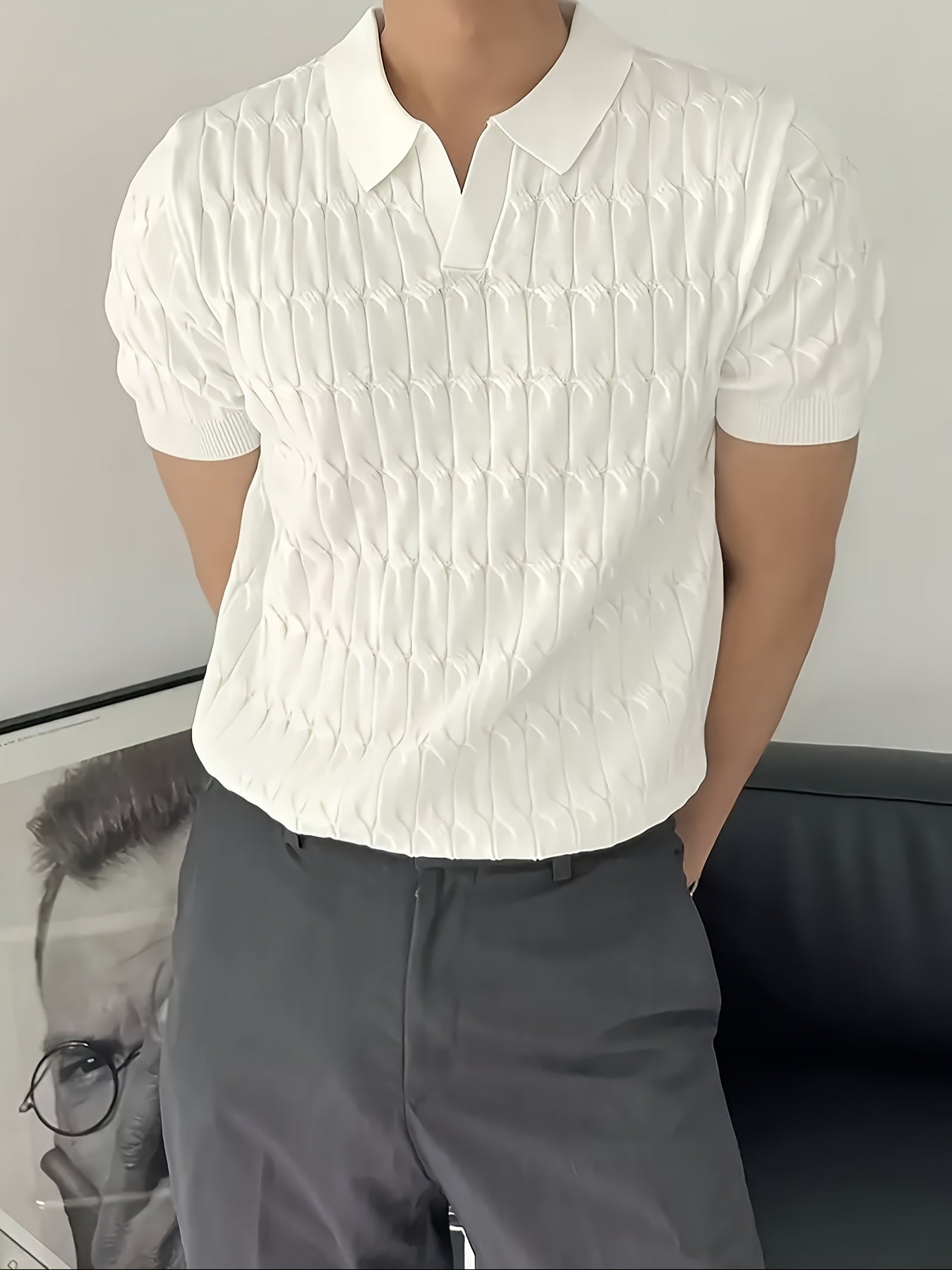 Men's Geometric Print Knitted Golf Sweater