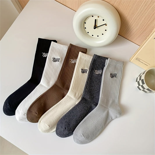 6 Pairs of Ultra-Comfy Men's Fashion Crew Socks