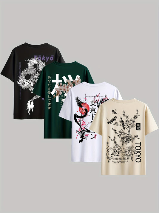4 Pack Stylish Graphic T-Shirt for Men