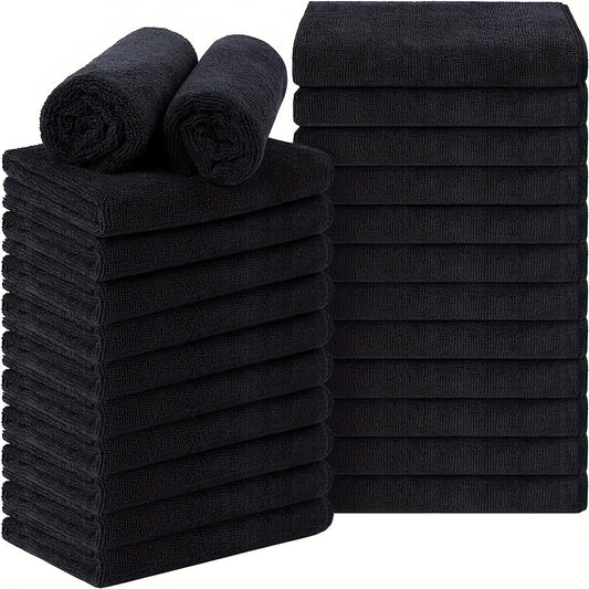 Luxurious 6pcs Set of Microfiber Face Towels - Gentle, Reusable Makeup Removing Cloths - Soft Washcloths for Sensitive Skin 12 x 12 in, Black