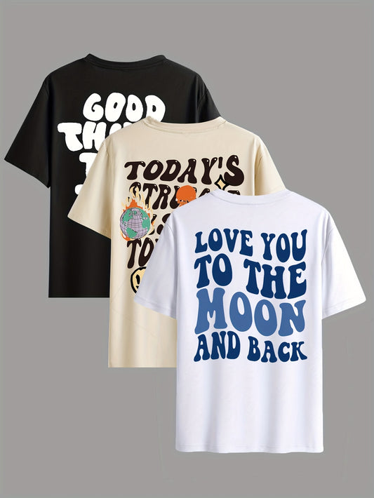 3pcs Men's Short Sleeve T-Shirt