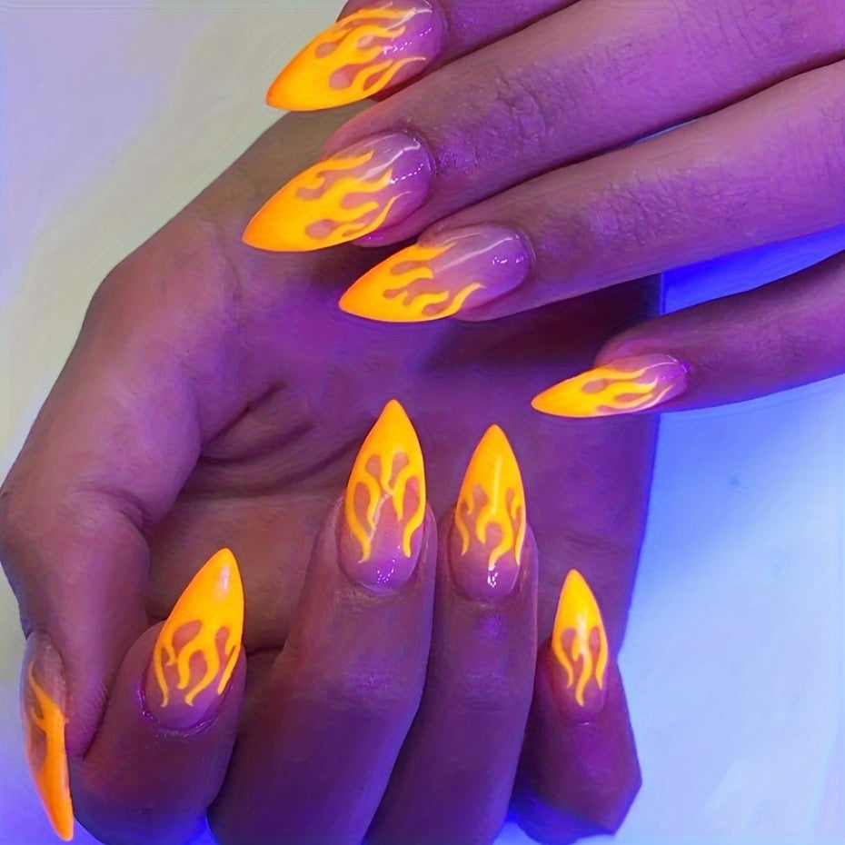 10 Rolls Glow-in-the-Dark Flame Nail Foil Transfer Stickers Kit