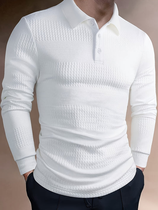 Men's Classic Solid Color Long Sleeve Button-Up Shirt