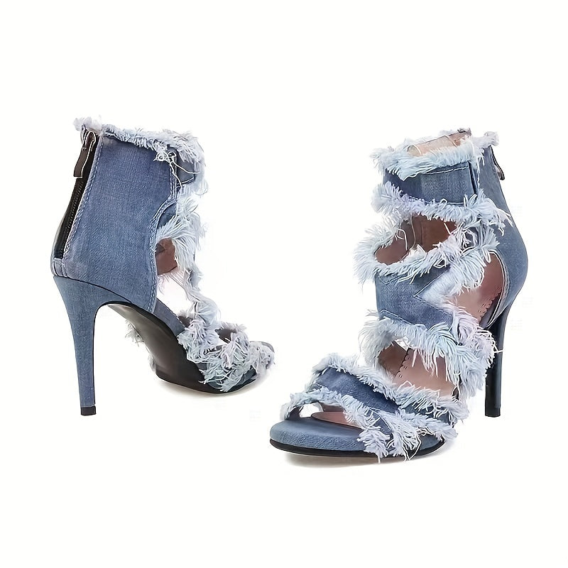 Women's Denim Cut-out High Heels