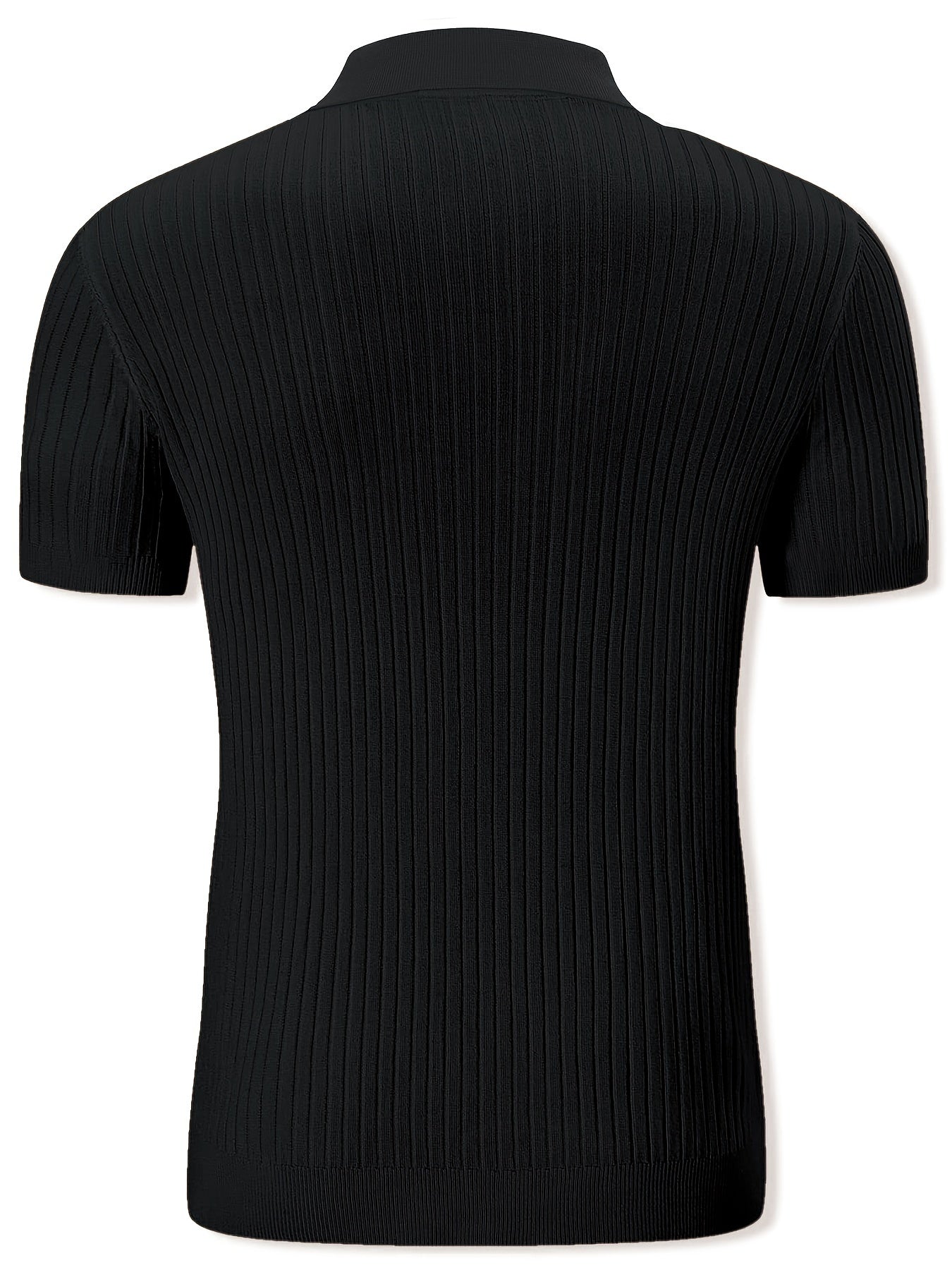 Men's Ribbed And Knit Short Sleeve Lapel Collar Shirt
