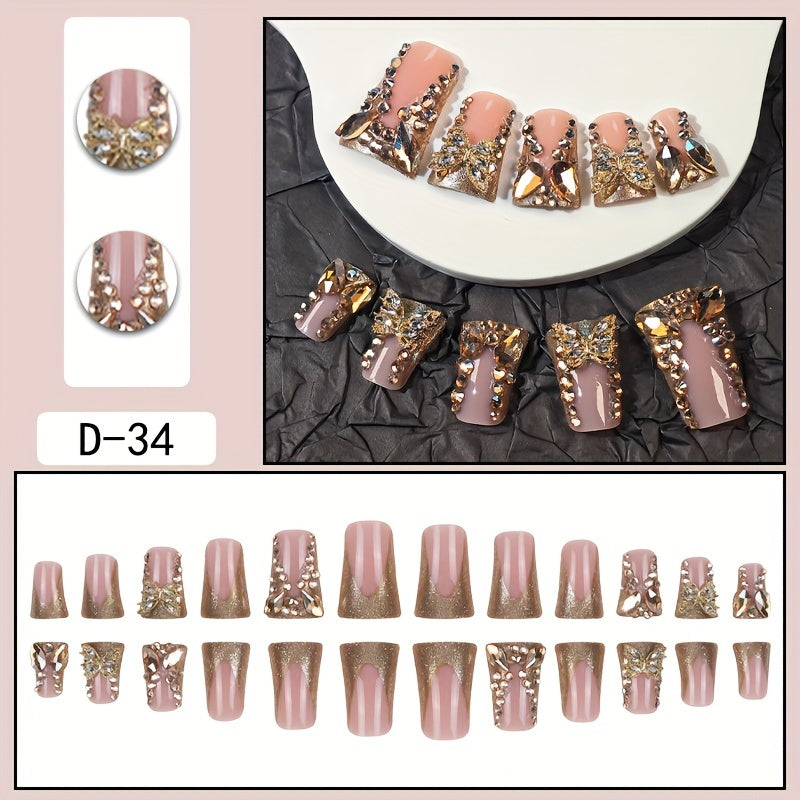 24pcs Luxe Brown Press-On Nails Set