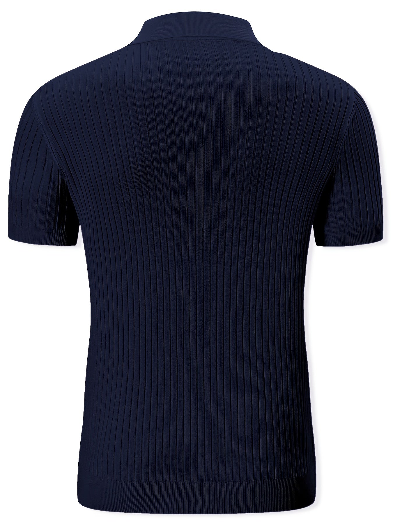 Men's Ribbed And Knit Short Sleeve Lapel Collar Shirt